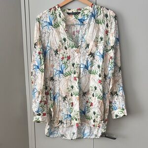 Zara Beautiful Floral Blouse Size M Longlseeve Light Summer